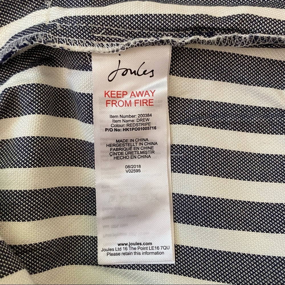 NWT Joules Blue and Cream Striped Baggy Linen Pants - Picture 7 of 8